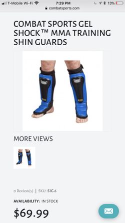 Combat Sports Kickboxing Gel Shock Shin Guards Size Regular