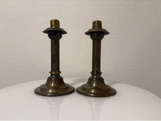 Antique Brass Candle Holders Spring Loaded