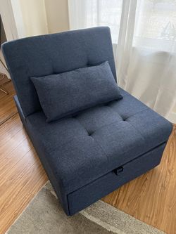 Blue Convertible Sleeper Chair / Twin Size Bed