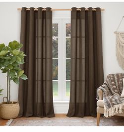 Brown Linen Curtains 96 Inch