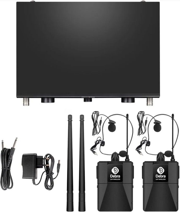 Debra Audio AU200 Pro UHF Sistema de micrófono inalámbrico de 2 Canales