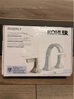 NEW Kohler Riverly Widespread Bathroom Sink Faucet Brushed Nickel