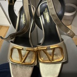 valentino garavani gold platform heels