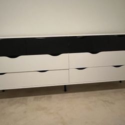 77” Wide Black & white Modern Dresser