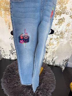 Light Wash Embroidered Floral Jeans