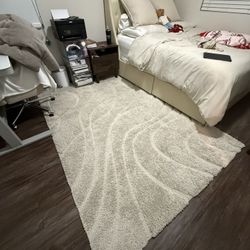 SAFAVIEH Florida Shag Collection Area Rug - 5'3" x 7'6", Creme & Creme, Non-Shedding & Easy Care, 1.2-inch Thick Ideal for High Traffic Areas in Livin