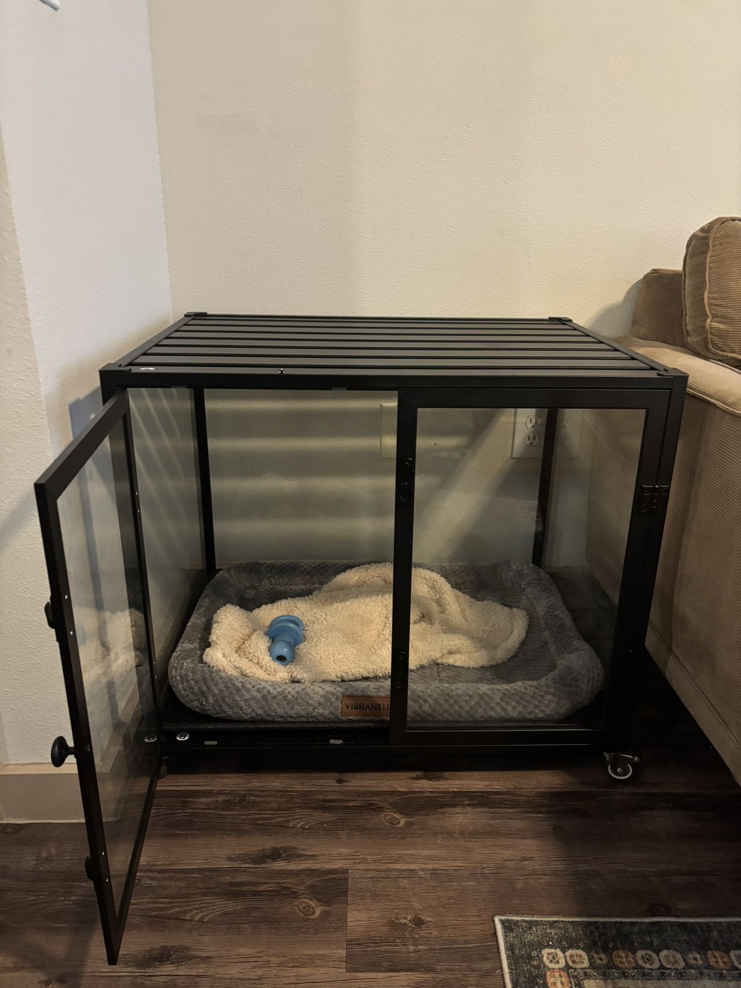 Gently Used Transparent Tempered Glass Dog Crate