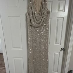 Elegant Champagne Sequin Gown 