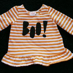Baby Girls 0-3 Month Halloween BOO striped Shirt
