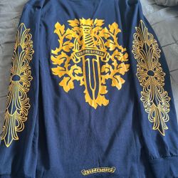Dagger Chrome Hearts Long Sleeve Shirt Navy/yellow
