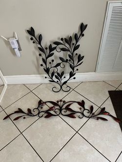Metal Leaf Branch Wall Art Set of 2
