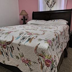 Queen size Bed With Boxspring, Mattress, & Nightstand Included.