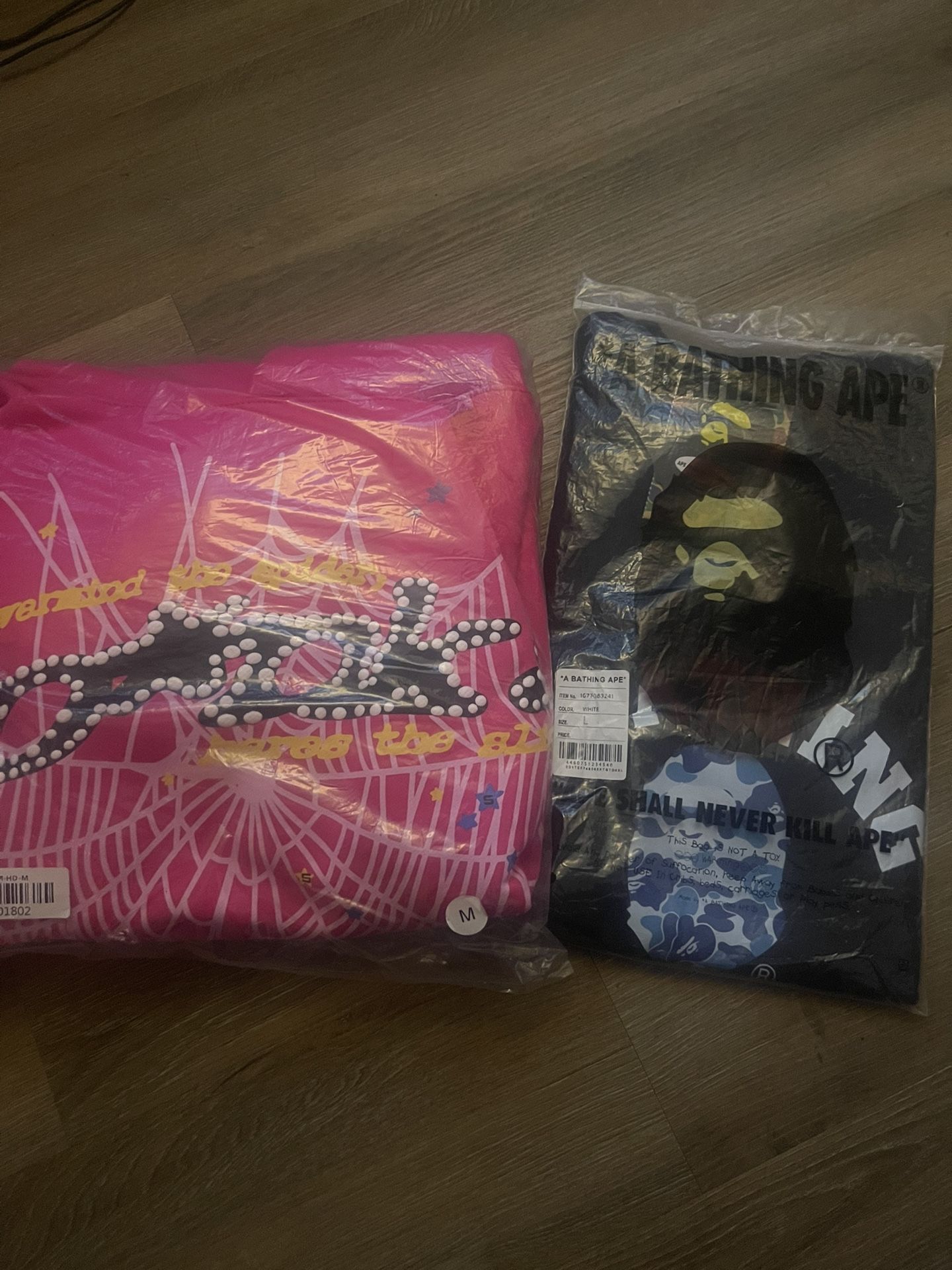 Spider Hoodie And Bape Shirt