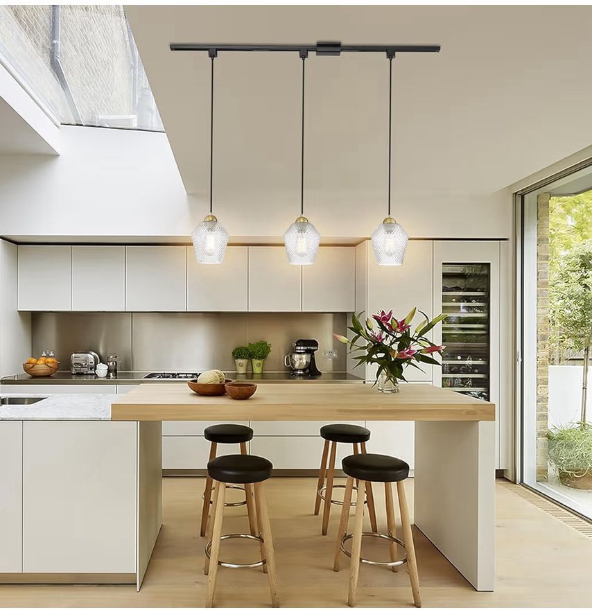 Darkaway H-Type Track Pendant Lighting, 3-Lights Track Ceiling Light