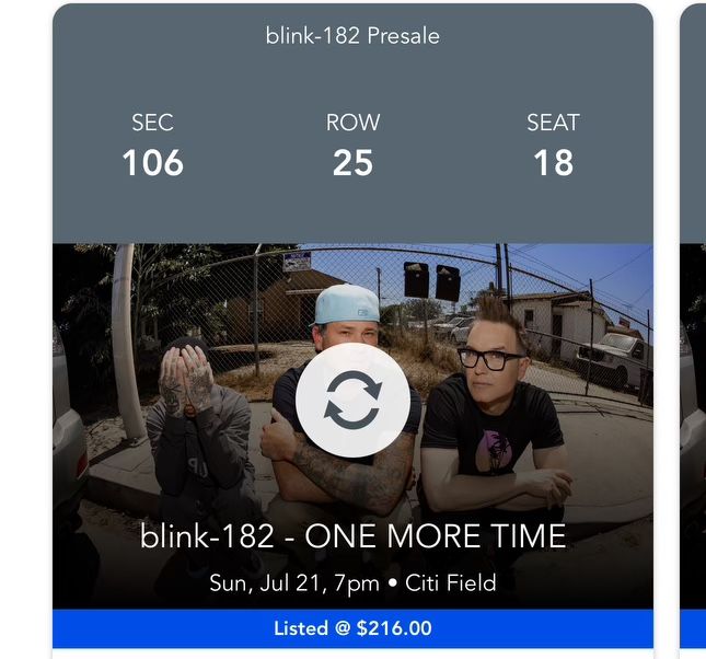 Blink 182 - Citi Field - 7/21 - Sec 106Row 25