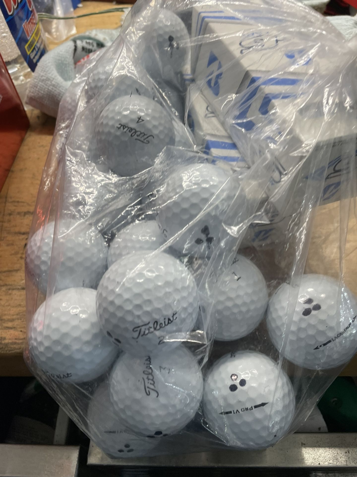 Golf balls and tees 