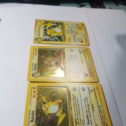 Raichu collection 3 cards 14/62 Raicha 14/102 Raichu Japanese Gym Challenge #26 Lt. Surge's EU