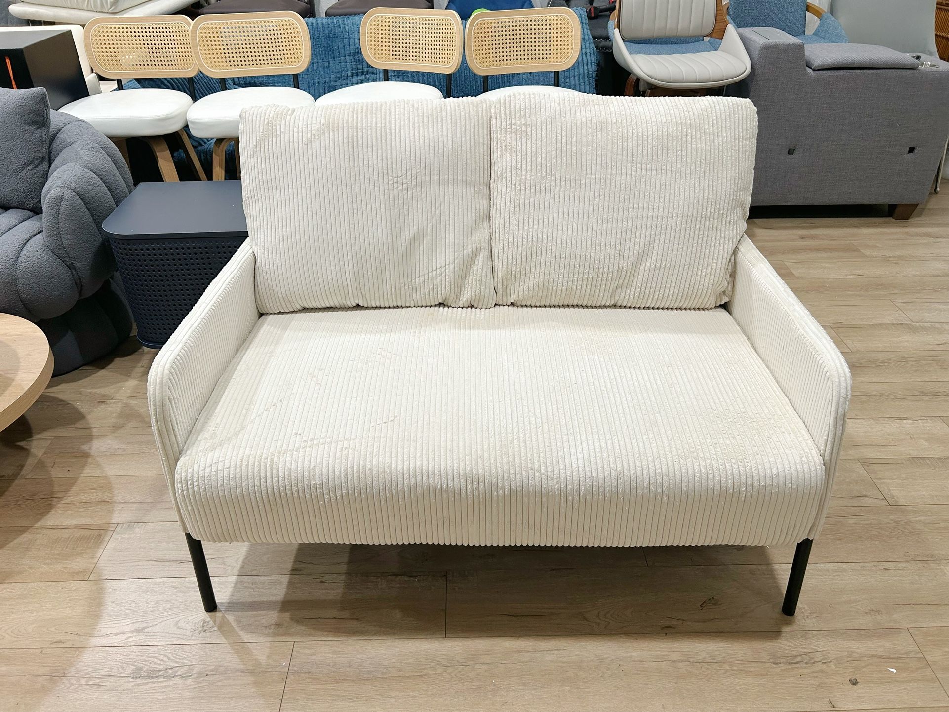 47”Loveseat Couch, Comfy Corduroy with Spring Cushion, Super Deep Seat Sofa Bed, Suitable for Living Rooms and bedrooms, Office (Beige)