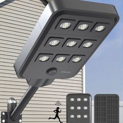 Ofuray Solar Street Lights Outdoor, Solar Powered Pole Lights,90 LED 24,000mAh 27W Solar Panel