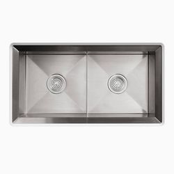 KOHLER Poise 33 in. Undermount Double Bowl Stainless Steel Kitchen Sink