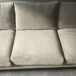 2 - Velvet QUARE ARM SOFA GREY SUEDE 