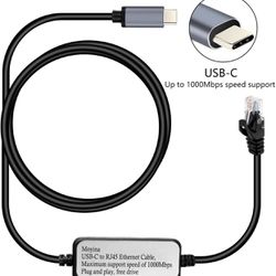USB C to RJ45 Gigabit Ethernet Cable for MacBook Thunderbolt 3/Type-C, Windows, Chromebook, and more