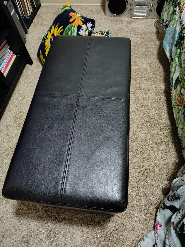Black Leather Ottoman Bench With Storage