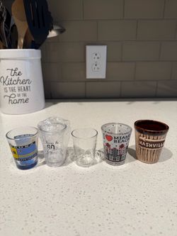 Various souvenir shot glasses- 5 count