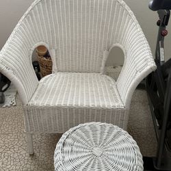 Wicker Chair and Stool