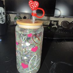 valentines snow glove cup/ hand made