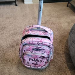 Tilami Pink Butterfly 18 inch Rolling Backpack