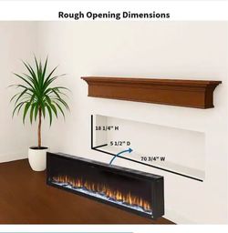 Sideline Elite 72 in. Wall Mount or Recessed Smart Electric Fireplace in Black with LED Flame