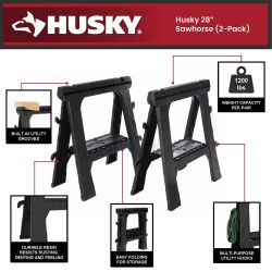28 in. W x 31 in. H Folding Sawhorse (2-Pack) wood saw tables