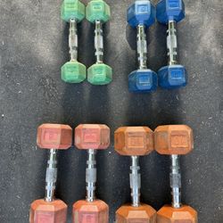 3-10lb Hex Rubber Dumbbell Set Weights 