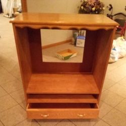 HANDCRAFTED SOLID OAK TV Cabinet with Bottom Drawer 