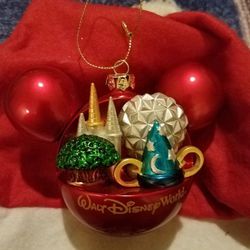 Super Rare Parks of Walt Disney World with Magician Hat Glass Ornament