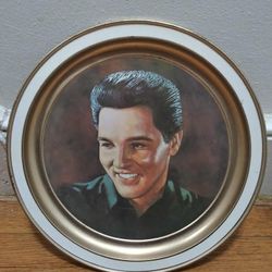 Elvis Presley Vintage 12 Inch Metal Commorative Tin Plaque, Or Plate