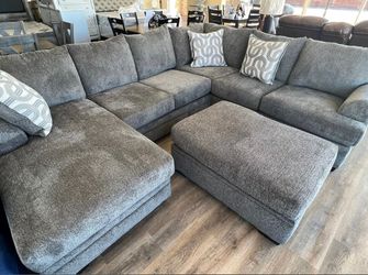 Gray Sectional , Matching Ottoman , Same Day Delivery 
