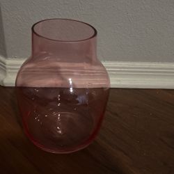 Pink Flower Vase  8” Tall No Cracks Or Chips 