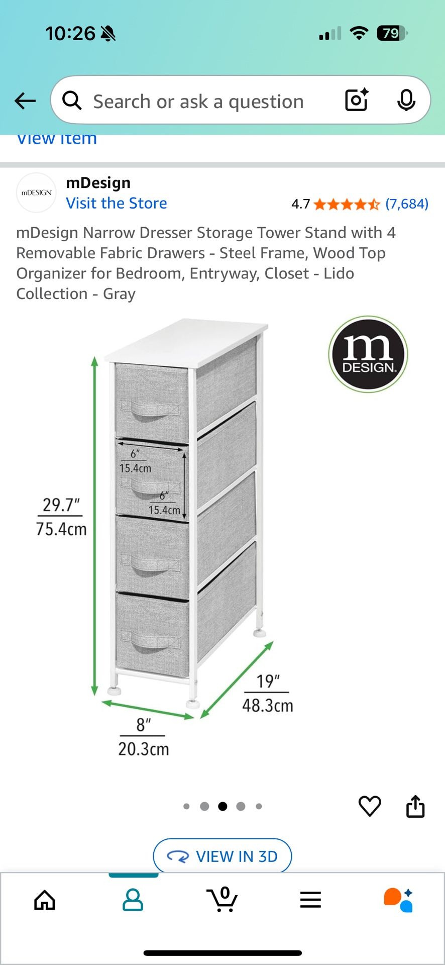 Thin Organizing Tower - 4 Drawers
