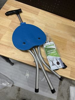 Hold 440 lbs Folding Canes with Seat Walking Stick Height Adjustment Cane Seat Capacity Frosted Handle with Magnetic Therapy Stone Crutches Stool Blue