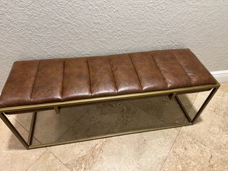 Brown Leather accent bench