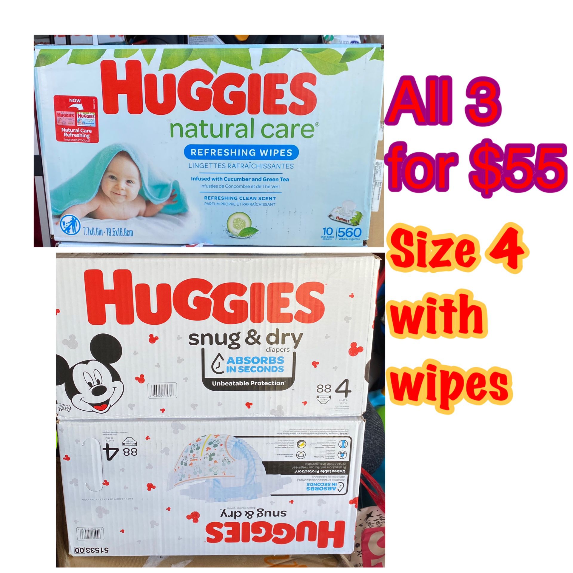 huggies size 4 diapers with wipes bundle