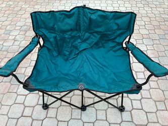 Folding camping chair for two with cover
