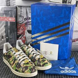 ADIDAS Originals Mens Sz  10.5 US A Bathing Ape BAPE x STAN SMITH CAMO Shoes 