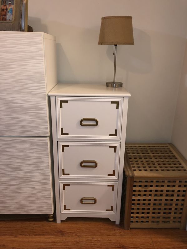 Campaign style 3 drawer file White & gold for Sale in Marina
