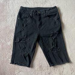 Rue 21 Premium Men’s Black Denim Supreme Flex Shorts Size 28 Cutoff