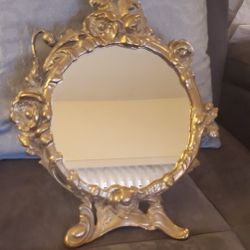 Antique French Brass Mirror