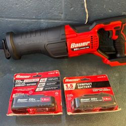 BAUER 20V Brushless Cordless Reciprocating Saw with 2 battery's new 