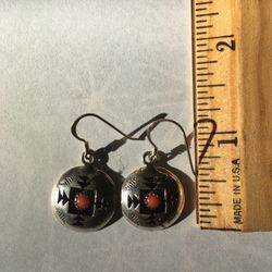 Sterling Silver and Coral Earrings